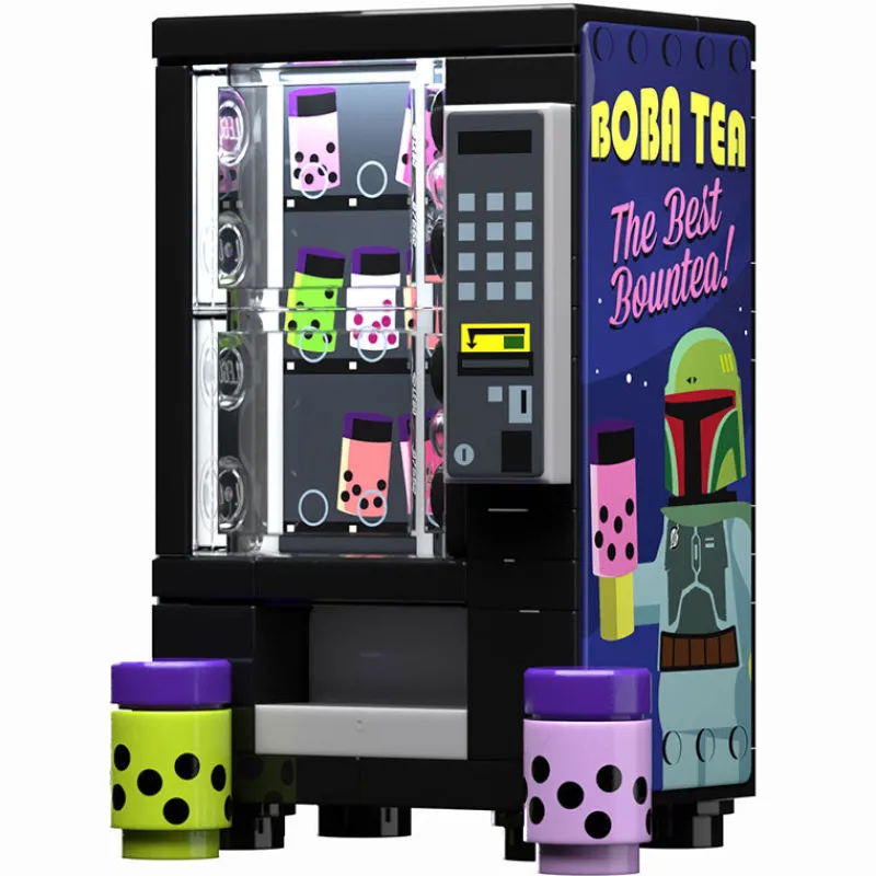Vending Machines>The Brick Show Shop Boba Tea Vending Machine Building Set made using LEGO parts - B3 Custo