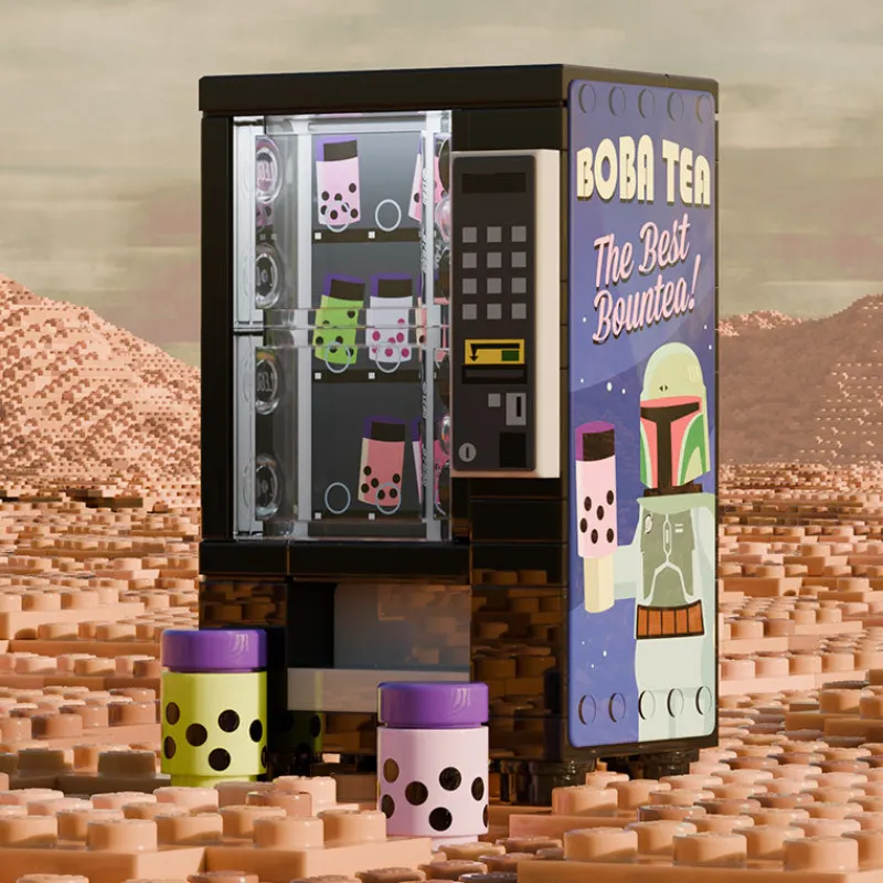 Vending Machines>The Brick Show Shop Boba Tea Vending Machine Building Set made using LEGO parts - B3 Custo