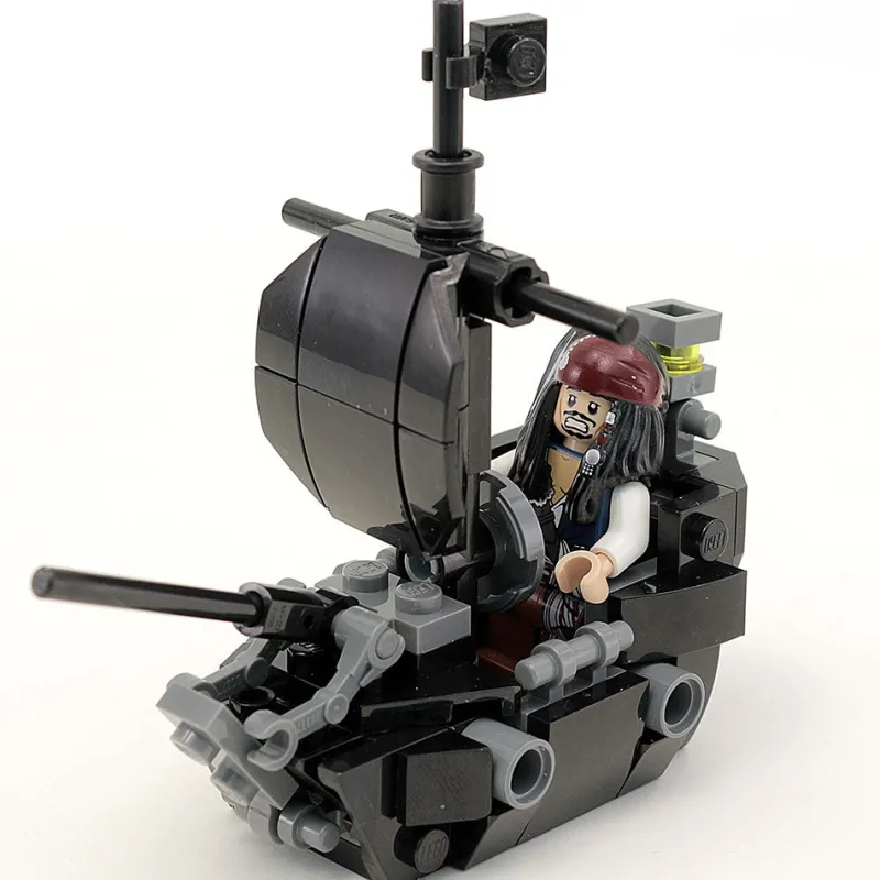 B3 Customs>The Brick Show Shop Custom Black Ship (Pearl) with Jack Sparrow Minfigure
