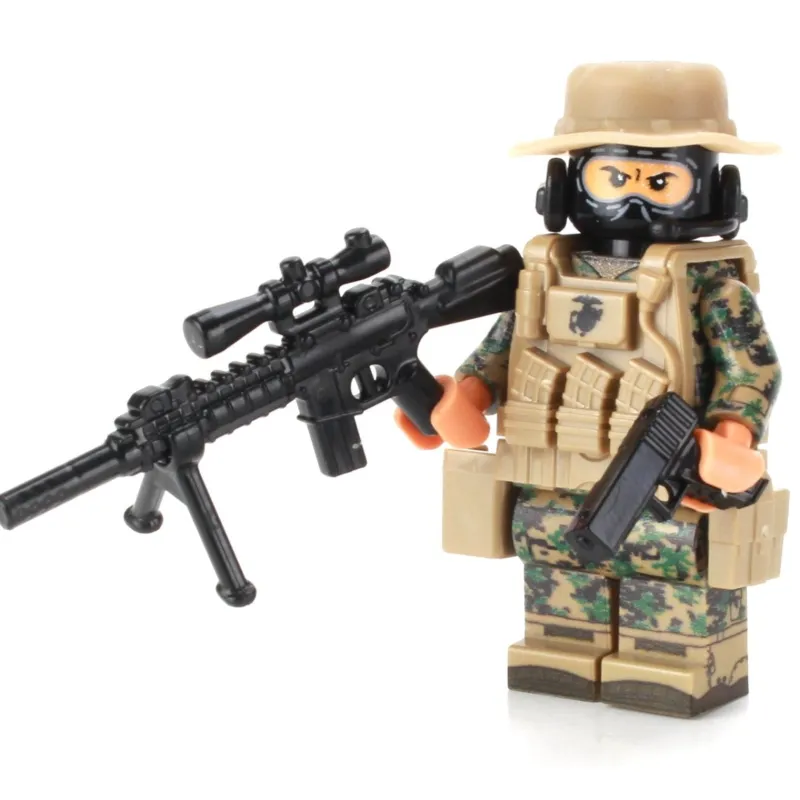Custom Lego Military Minifigures>The Brick Show Shop Custom Marine Force Recon Sniper Military Minifig made using LEGO part