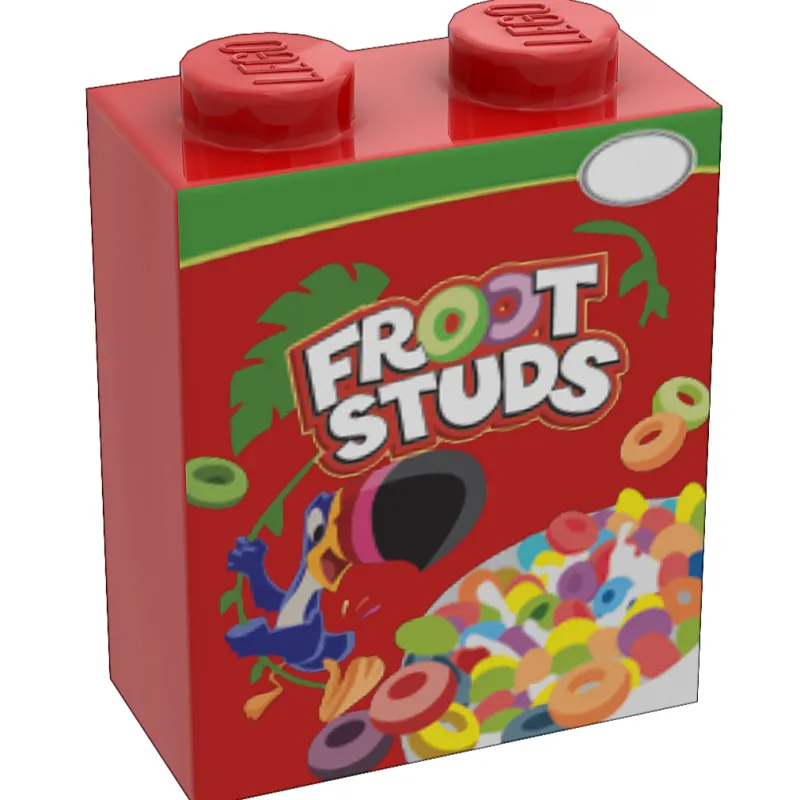 B3 Customs>The Brick Show Shop Froot Studs Cereal - Custom Printed 1x2x2 Brick