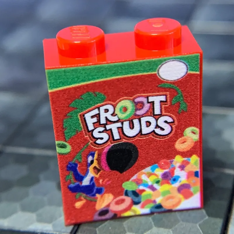 B3 Customs>The Brick Show Shop Froot Studs Cereal - Custom Printed 1x2x2 Brick