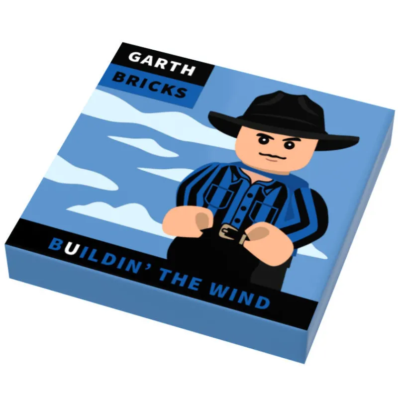 Custom Parts>The Brick Show Shop Garth Bricks Buildin' the Wind Music Album Cover (2x2 Tile) made using