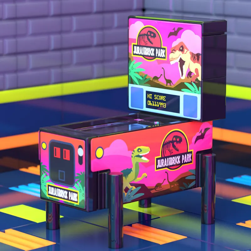 Arcade>The Brick Show Shop Jurassbrick Park - B3 Customs Pinball Arcade Machine Building Set made