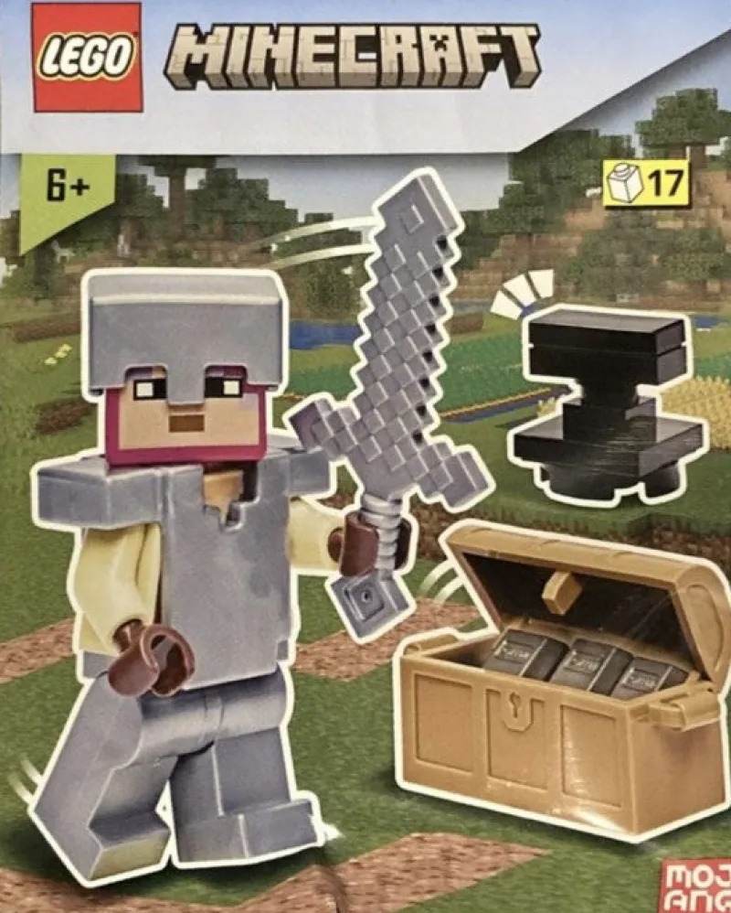 Minecraft>The Brick Show Shop Knight Minifigure w/ Chest & Anvil - LEGO Minecraft Foil Pack Set (662