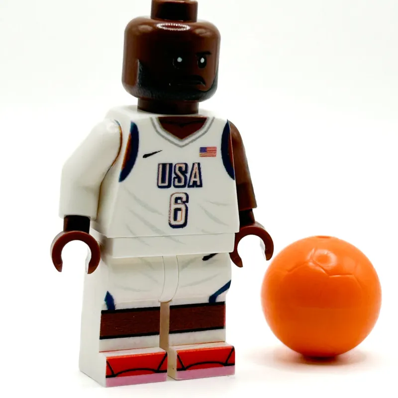 B3 Customs>The Brick Show Shop Lebron #6 USA Olympics (2024) Basketball Player Minifig made using LEG