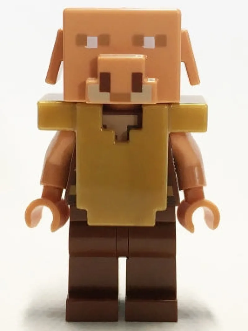 Minecraft>The Brick Show Shop Piglin (Pearl Gold Armor and Brown Legs) - LEGO Minecraft Minifigure (