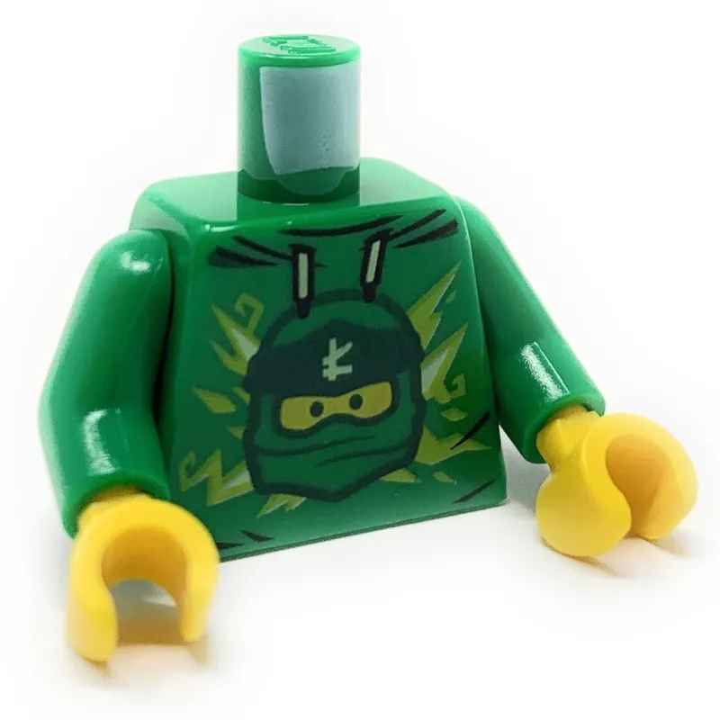 Lego Parts>The Brick Show Shop Torso, Green Hoodie with Ninjago Lloyd's Head - Official LEGO® Part