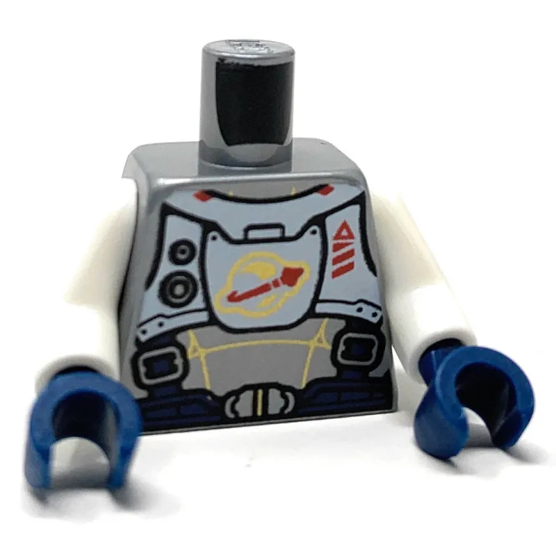 Lego Parts>The Brick Show Shop Torso Spacesuit w/ Gold Lines, Dark Blue Harness + Silver Buckles with