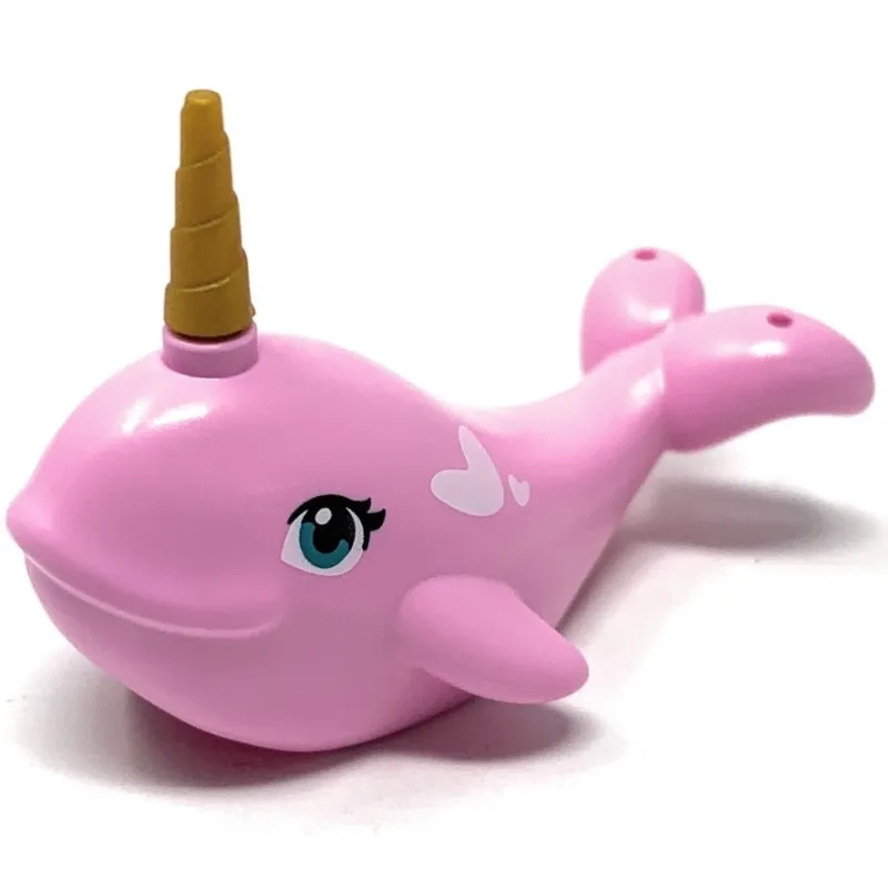 Lego Parts>The Brick Show Shop Whale / Narwhal (Pink with Gold Horn) - Official LEGO® Part